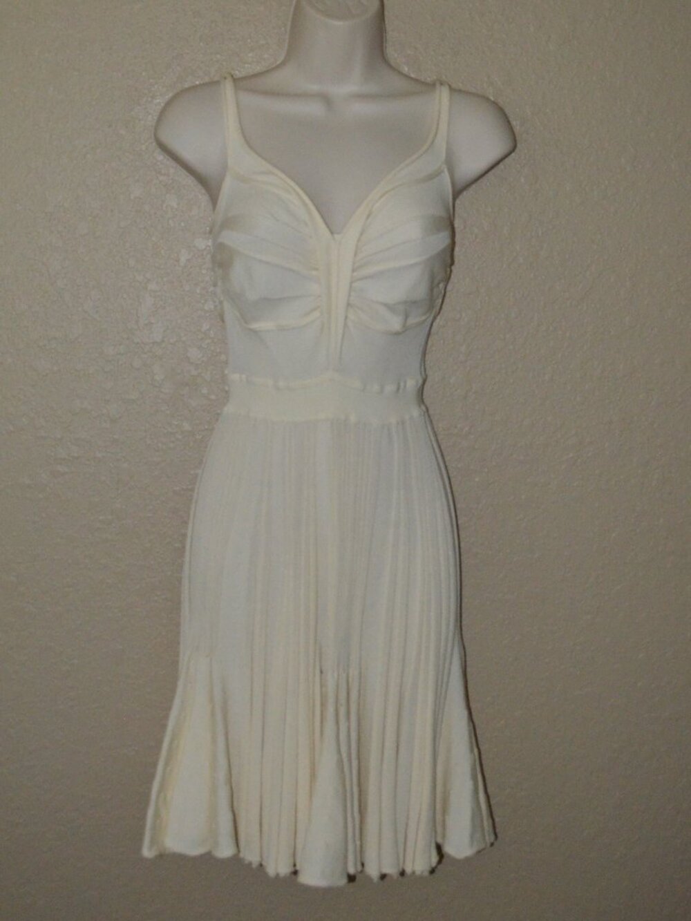 Sz S 4/6 Plein Sud Off White Knit Pleated Dress